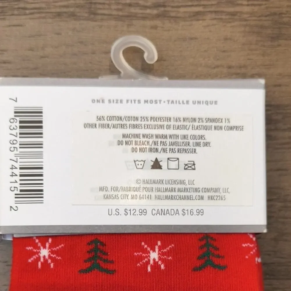 Hallmark Festive Red & Green Socks for Everyone, One Size NWT